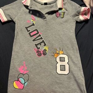Source Unknown Gray Kids Casual Dress with Colorful Accents